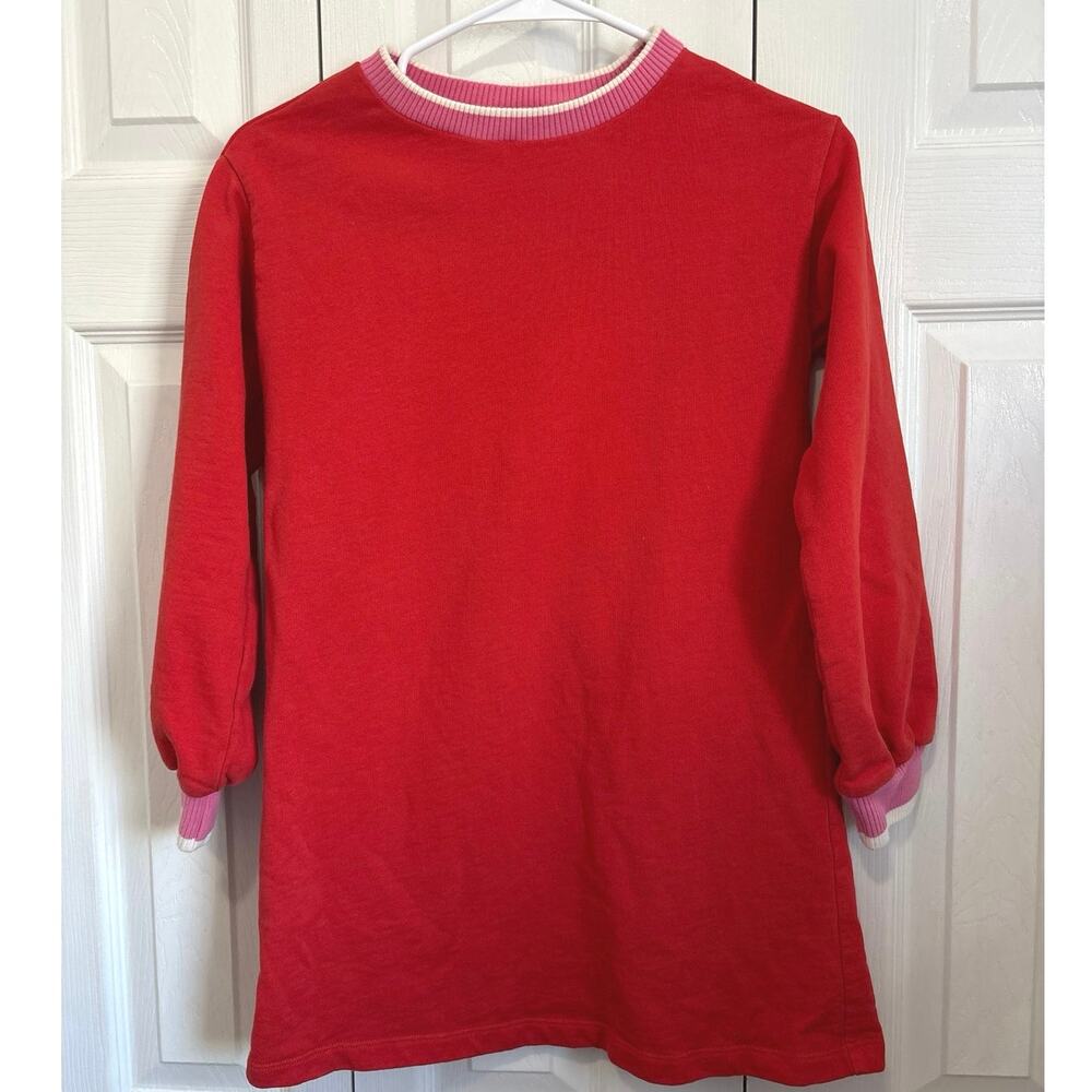 Hanna Andersson Red Contrast Hem A-Line Cotton Dress Size 10